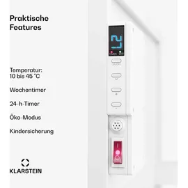 Klarstein Infrarotheizung mit Thermostat, 480W Elektroheizung, Smart Home Infrarotheizung zur Wandmontage, IR mit App-Steuerung & Erkennung Offener Fenster, Effizienter Feuchtraum Heizkörper CO2-Frei