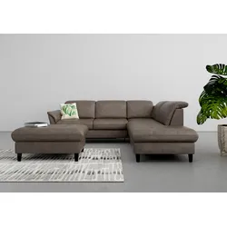 Ecksofa SIT & MORE "Maggiore L-Form", braun, B:261cm T:224cm, 100% Polyester, Sofas, wahlweise mit Kopfteilverstellung, Bettfunktion und Stauraum