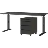 Germania Büromöbel-Set GERMANIA "Mailand", grau (graphit), B:160cm, Holzwerkstoff, Metall, Arbeitsmöbel-Sets, Büromöbel-Set, inkl. Schreibtisch und Rollcontainer