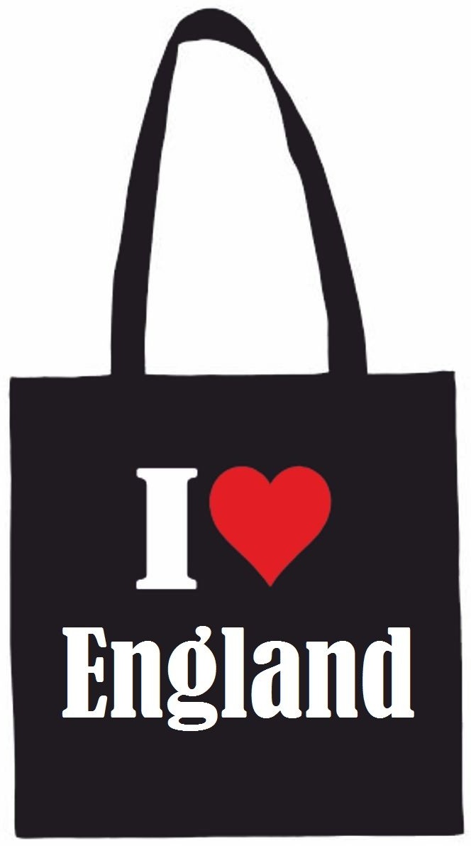Reifen-Markt Tasche I Love England Größe 38x42 Farbe Schwarz Druck Weiss - 38x42cm