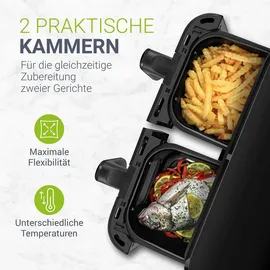 Juskys Heißluftfritteuse 9 L - 2 Kammern, Smart Finish, beschichtet