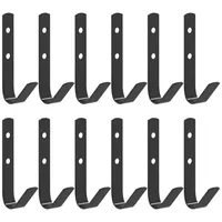 VidaXL Wandhaken J-Form 12 Stk. Schwarz Stahl