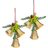 I.GE.A. Dekohänger I.GE.A. "Glocken", gold, B:9cm H:25cm, Kunststoff, Dekohänger, zum Hängen, 2er Set, Weihnachtsdeko Kranzdeko