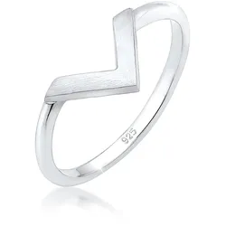 Fingerring ELLI "V-Form Matt Basic 925 Silber" Gr. 52, silber, Fingerringe, Damen, 52mm, ohne Stein, Silber 925 (Sterlingsilber), 1.5mm