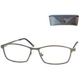 Mini Brille Elegante Metall Lesebrille Rechteckig Graphit +1.5 mit Etui - 1.5