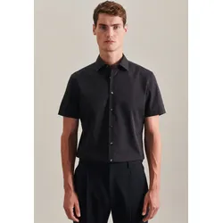 Businesshemd SEIDENSTICKER "Slim", Herren, Gr. L (41), normale Ärmellängen, schwarz, 100% Baumwolle, unifarben, slim fit, Kurzarm gerader Abschluss, Hemden, Slim Kurzarm Kentkragen Uni