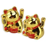 2 Stück Glückliche Glückskatze, 5,1 Cm Große Glückliche Glückskatze, Solarbetriebene Niedliche Winkekatze, Glückliche, Wohlhabende Katzen, Hübsche Solar-Glückskatzenstatue Zum Dekorieren von Geschäfts