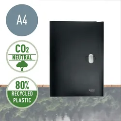 LEITZ Dokumentenmappe Recycle, A4, schwarz, blickdicht, Sicherheitsverschluss