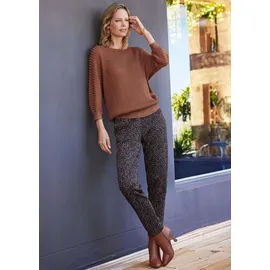 GOLDNER Rippenpullover mit Fledermausärmeln Cognac L