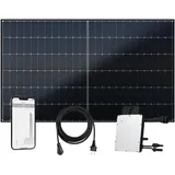 flex-energie Balkonkraftwerk Komplettset I 450Wp Solarmodul, Hoymiles HMS-400W-1T Wechselrichter & 10m Kabel I Bifaziale Solaranlage zur Energiegewinnung I Leistung drosselbar