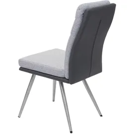 Mendler Einzelst�ck | 2er-Set Esszimmerstuhl HWC-G54, Küchenstuhl Stuhl, Textil/Kunstleder Edelstahl gebürstet grau