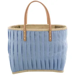 RICE Rice Tasche aus Bast mit Henkel, Medium, Hellblau