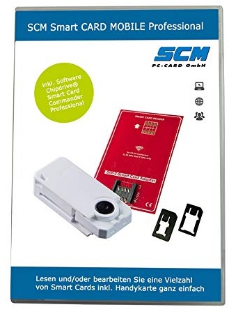 SCM Smart Card Mobile Professional – Kartenleser und Software zum lesen der SIM Karte Handy/SIM Leser inkl. Adpater Mini Micro Nano SIM