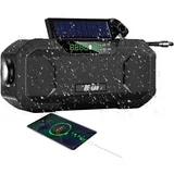Solarradio, Tragbares Am/fm-kurbelradio Mit 5000 Mah, Wiederaufladbares Dynamo-radio, Wasserdichte Led-taschenlampe, Powerbank, Sos-alarm Für Wandern, Camping, Outdoor, Notfall