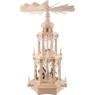 Manufaktur Holger Seidel Weihnachtspyramide 2-stöckige Pyramide Walddesign - elektrisch mit Figuren (77cm) von Man