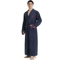 Bruno Banani Herrenbademantel BRUNO BANANI "Roy, ideal für Sauna & Spa, Standardlänge & Überlänge" Gr. L, marine, L:145cm, Walkfrottee, Hausmäntel, Herrenbademantel, farblich abgesetzten Streifen, Bademantel, S-3XL, auch in extra lang