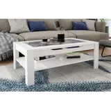 byLIVING Couchtisch Ralph, Melamin weiß, Schubkasten mit Glassauschnitt, mit Dekofach, 110 x 67 cm - Weiß/Transparent