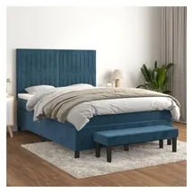 vidaXL Boxspringbett mit Matratze Dunkelblau 140x200 cm Samt