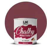 Chalky Möbelfarbe Kreidefarbe für Möbel 750 ml / 1,05 kg (Weinrot), matt finish In- & Outdoor Kreide-Farbe für Shabby-Chic, Vintage Look, Landhaus Stil Möbel streichen