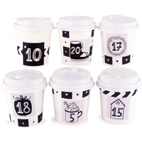 pajoma Adventskalender zum Befüllen Cups black/white 24 Becher Weihnachten, Weihnachtskalender DIY Bastelset inkl. Adventszahlen Aufkleber und Accessoires von pajoma