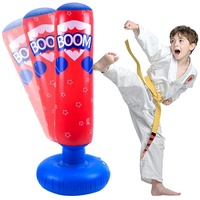 JanTeelGO Boxsack Kinder 120 cm, Standboxsack für Sofortiges Zurückprallen zum Üben von Kickboxen, Karate, Taekwondo, um Pent Up Energy zu entlasten (Rot-E, 120cm)