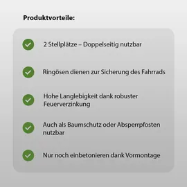 Trutzholm Fahrradständer Fahrradanlehnbügel 111,5 x 40 cm Ø 49 mm grau