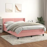 vidaXL Boxspringbett mit Matratze Rosa 140x200 cm Samt