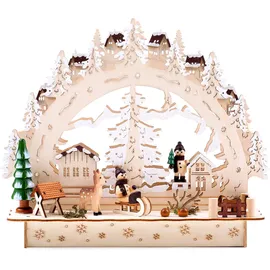 Brubaker 3D LED Lichterbogen Winterlandschaft mit Dorf 27,5 x 24,5 x 8,7 cm handbemalt