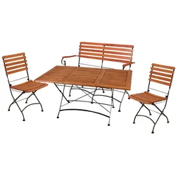 Gartenmöbelset, 4 Sitzplätze, eukalyptusholz/Stahl - beige