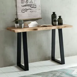 Kadima Design Landhausstil Konsolentisch Akazienholz - Vielseitig, Robuste Metallfüße, Unbehandeltes Holz, Kompakt. 120x45x75 cm