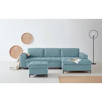 OTTO products Ecksofa »Grazzo L-Form«, hochwertige Stoffe aus recyceltem Material, Steppung im Sitzbereich blau