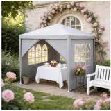 FIVMEN Pavillon Gartenpavillon Partyzelt 3x3/3x6/3x9m Festzelt Bierzelt, mit Seitenwänden Fenster Outdoor Gartenzelt für Party 300 cm x 300 cm