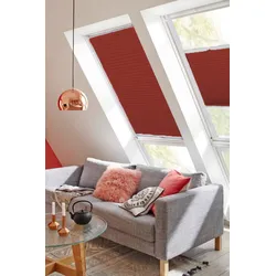 Dachfensterplissee SUNLINES "StartUp Style Honeycomb VD", rot (ziegelrot, weiß), B:97,4cm H:115,9cm, Obermaterial: 100% Polyester, Plissees, mit Führungsschienen
