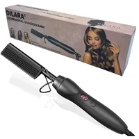 Dilara PREMIUM Professional Wunderkamm 2 in 1 Glätteisen I Keramik Haar- und Glättbürste zum Locken, Glätten, Kämmen und Stylen der Haare I Hot heat comb hair straightener für Damen und Frauen (Schwarz)