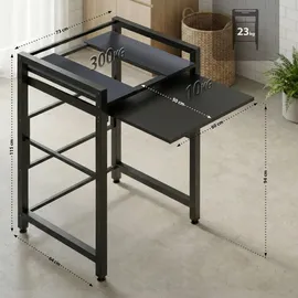 deluke Waschmaschinenregal KLAUS mit Ausziehboden 73x64x115cm, Metall, Schwarz Waschmaschinenuntergestell Waschmaschine Trockner Stapelgestell
