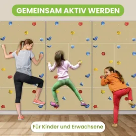 Gartenpirat Kletterwand Indoor mit bunten Klettersteinen 114 x 57 cm Natur