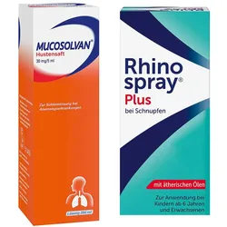 Rhinospray plus bei Schnupfen + Mucosolvan Hustensaft 30mg 5ml S