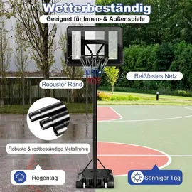 Costway Basketballständer 245-305cm höhenverstellbar, Basketballkorb mit Ständer, 2 Rädern & Gewichtssack, Mobile Basketballanlage