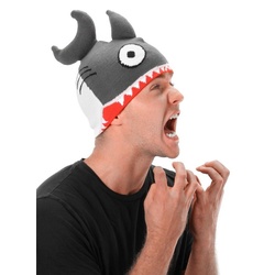 Elope Kostüm Hai Beanie, Witzige Kopfbedeckung für Jung und Alt grau