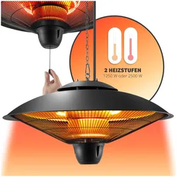 tectake® Infrarotheizstrahler, 2 Leistungsstufen, 1250 und 2500 W, Aluminiumgehäuse, einfache Montage, 58 x 58 x 32 cm