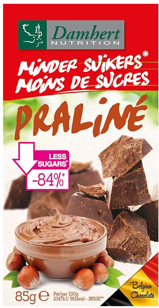 Damhert Praliné Chocolat sans Sucre 85 g chocolat