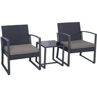 Svita Lois Poly Rattan Sitzgruppe Gartenmöbel Garnitur Tisch Sessel Set Schwarz/Grau