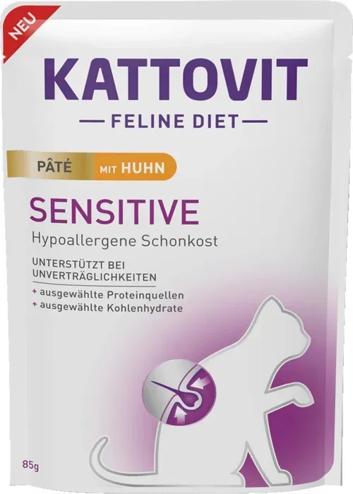 Kattovit Sensitive Pastete mit Huhn, 85g Beutel