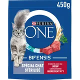 Futterkroketten für Katzen von Purina One, speziell für ausgewachsene Katzen, sterilisiert, Größe und Geschmack wählbar.