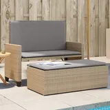 Teenpull – Gartenbank Mit Kissen Und Hocker Beige Poly Rattan