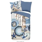 HIP Wendebettwäsche »Aldiana«, Mako-Satin, Reißverschluss, Wendeoptik, Mandala, Maritim, Blau Blau