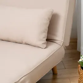 Homcom Schlafsofa Sofabett Klappsofa verstellbar Rückenlehne nordisch skandinavisch 25D Schaumstoff Leinenimitat Cremeweiß 94 x 80 cm