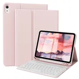 ZOPSGYU Hülle mit Tastatur für iPad A16 11. Generation 2025, für iPad 10. Generation 2022 10,9 Zoll, Bluetooth Abnehmbarer QWERTZ Tastatur, Weiche Stoßfeste TPU Hülle, (Rosa)