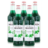 Monin Sirup Pfefferminz 1L - Cocktails Milchshakes Kaffeesirup (5er Pack)