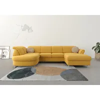 Wohnlandschaft SIT & MORE "Apulia U-Form", gelb (mustard), B:304cm H:78cm T:192cm, Webstoff (100% Polyester);Struktur weich (90% Polyester, 10% Polyamid);Luxus-Microfaser Euphoria (100% Polyester), Sofas, Wohnlandschaft, wahlweise Bettfunktion, Bettkasten und Kopf- und Armteilverstellung